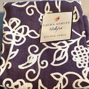 Laura Ashley Floral Kitchen Towel in Purple and White
